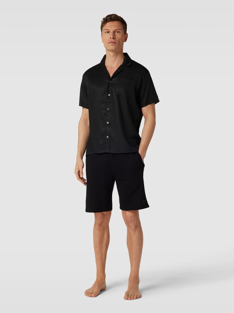 Pyjama-Oberteil mit Label-Patch in schwarz