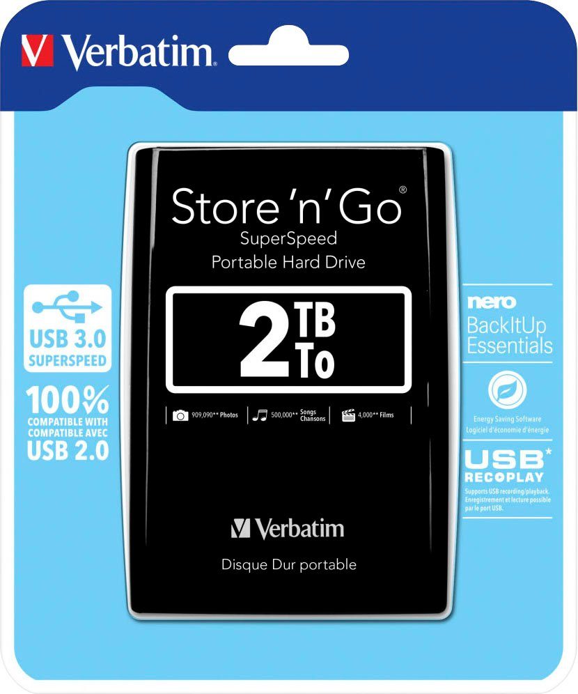 Verbatim Store 'n' Go USB 3.0 externe HDD-Festplatte (2 TB)