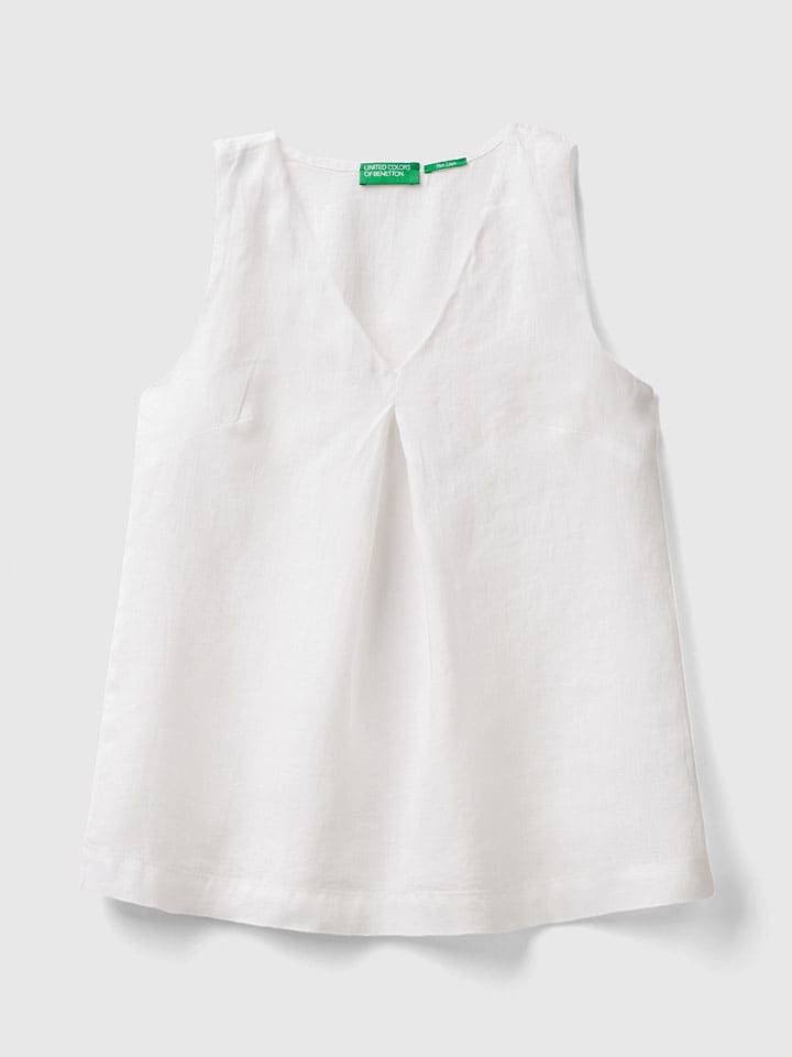 Benetton Leinen-Blusentop in Weiß günstig kaufen