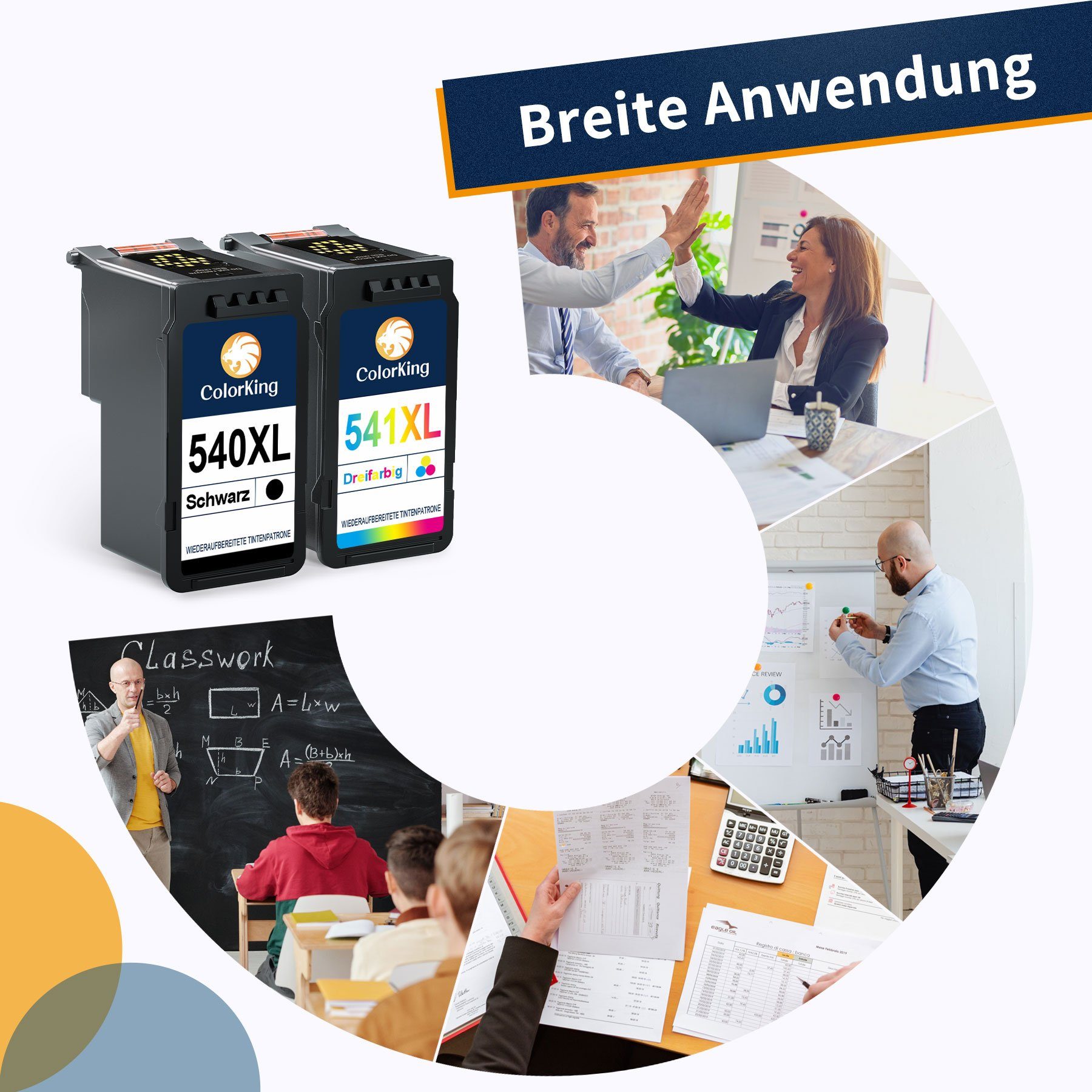 ColorKing 540 XL für CANON 541XL PG-540XL CL-541XL Tintenpatrone (PIXMA TS5150 MX475, MG3650S MG4250 MG3650 MG3600)