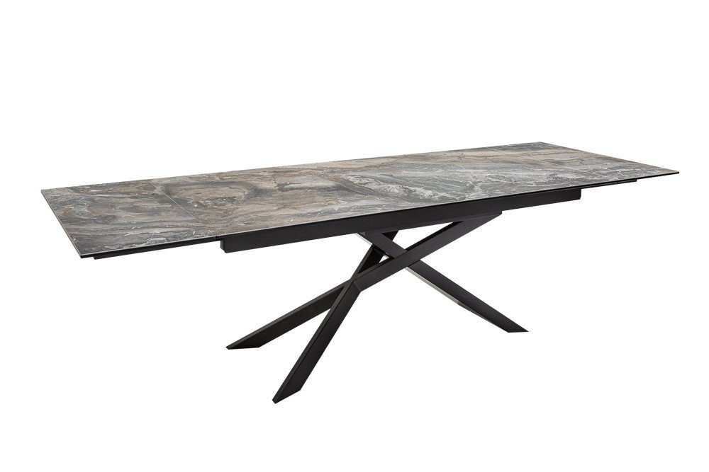 riess-ambiente Esstisch EUPHORIA 180-220-260cm taupe / schwarz, Keramik · ausziehbar · Marmor-Optik · Industrial Design
