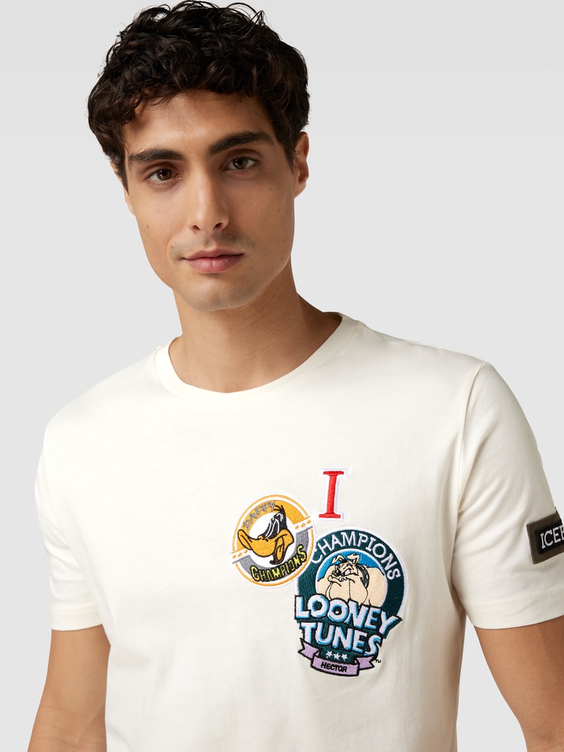 T-Shirt mit Looney Tunes®-Stitching in offwhite