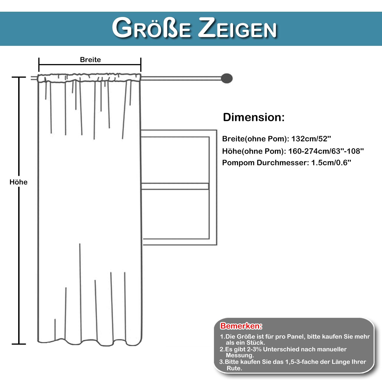 Schiebegardine Boho Vorhänge Stabtaschenvorhang,Bistrogardine,Weiß,Cream,Transparent, BTTO, Retro Vorhänge 2er Set, Polyester, mit Ball Pompom / Quasten