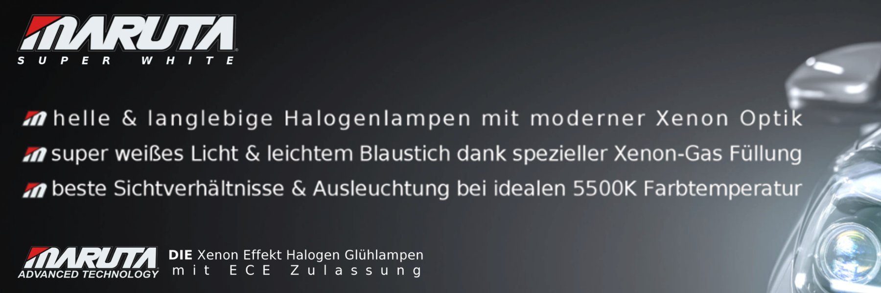 MARUTA KFZ-Ersatzleuchte MT-440, PX26d, 2 St., Tageslichtweiß, H7 55W 5500K Xenon-Effekt Halogenlampe für Scheinwerfer, Abblendlicht