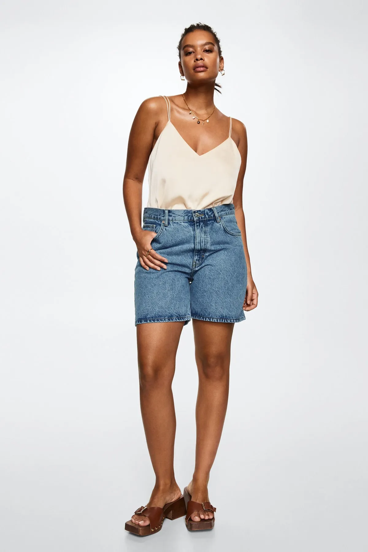 MANGO  Shorts - Blau - Mittlerer Bund