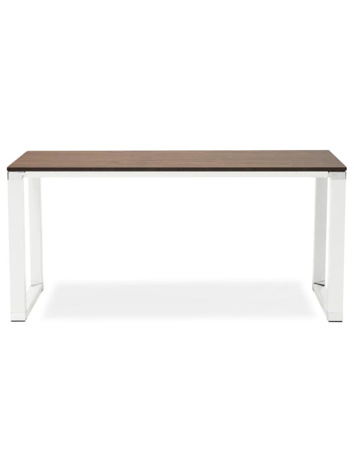 KADIMA DESIGN Schreibtisch 160x80 cm robust modern, Melaminholz & Metall in Braun-Weiß günstig kaufen