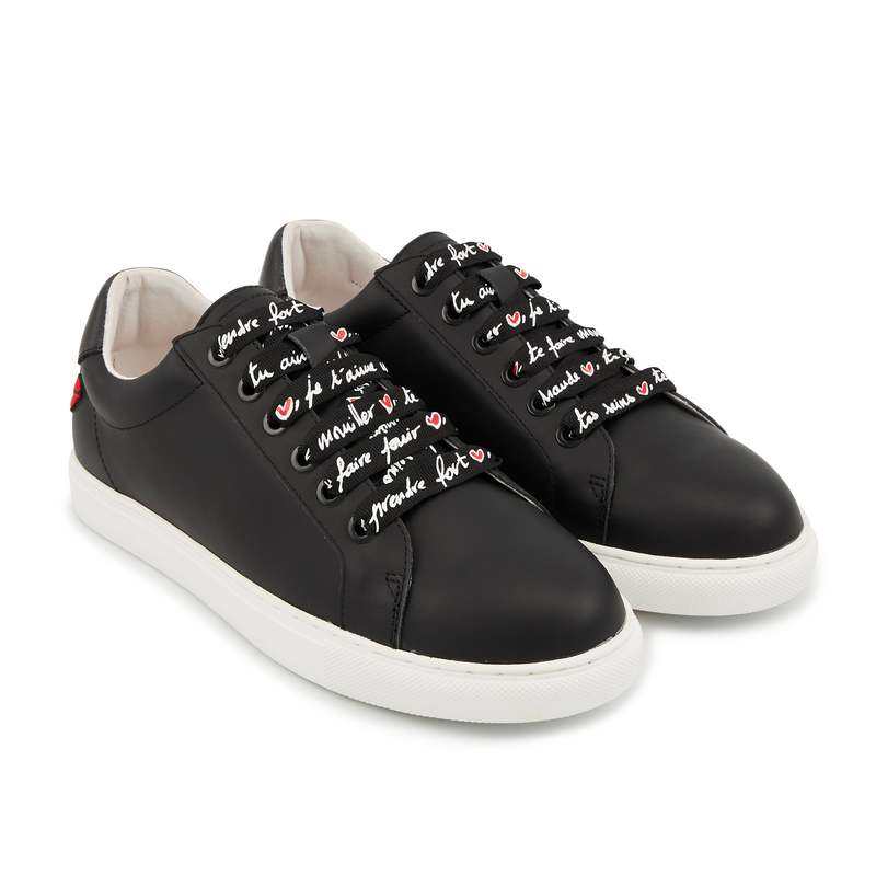 Baskets en cuir Simone in love lacets noir