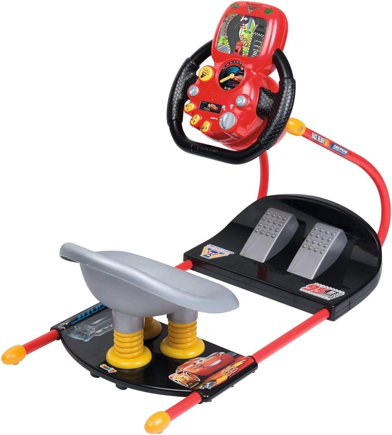 Smoby Spielzeug-Auto Cars 3 V8 Fahrsimulator, (Sportlichem Sitz, Bremse, Gaspedal und Schalthebel), Mit Soundknöpfen am Lenkrad