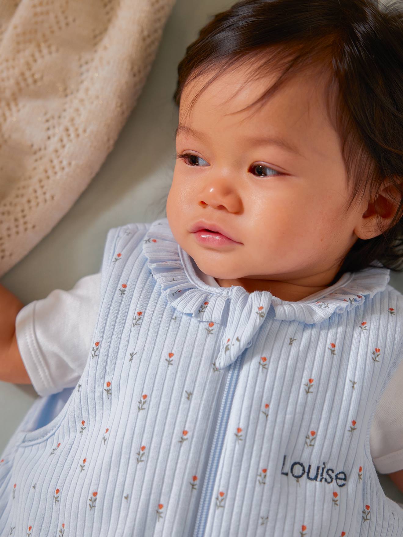 Vertbaudet Ärmelloser Baby Schlafsack GIVERNY personalisierbar Oeko-Tex - lavandel