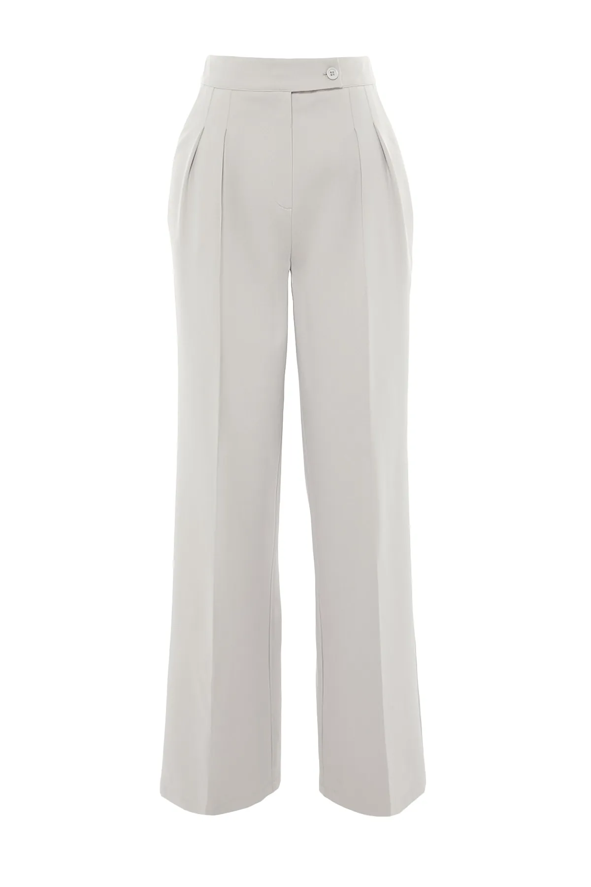 Trendyol Collection  Graue gewebte Hose mit weitem Bein und hoher Taille TWOAW22PL0066