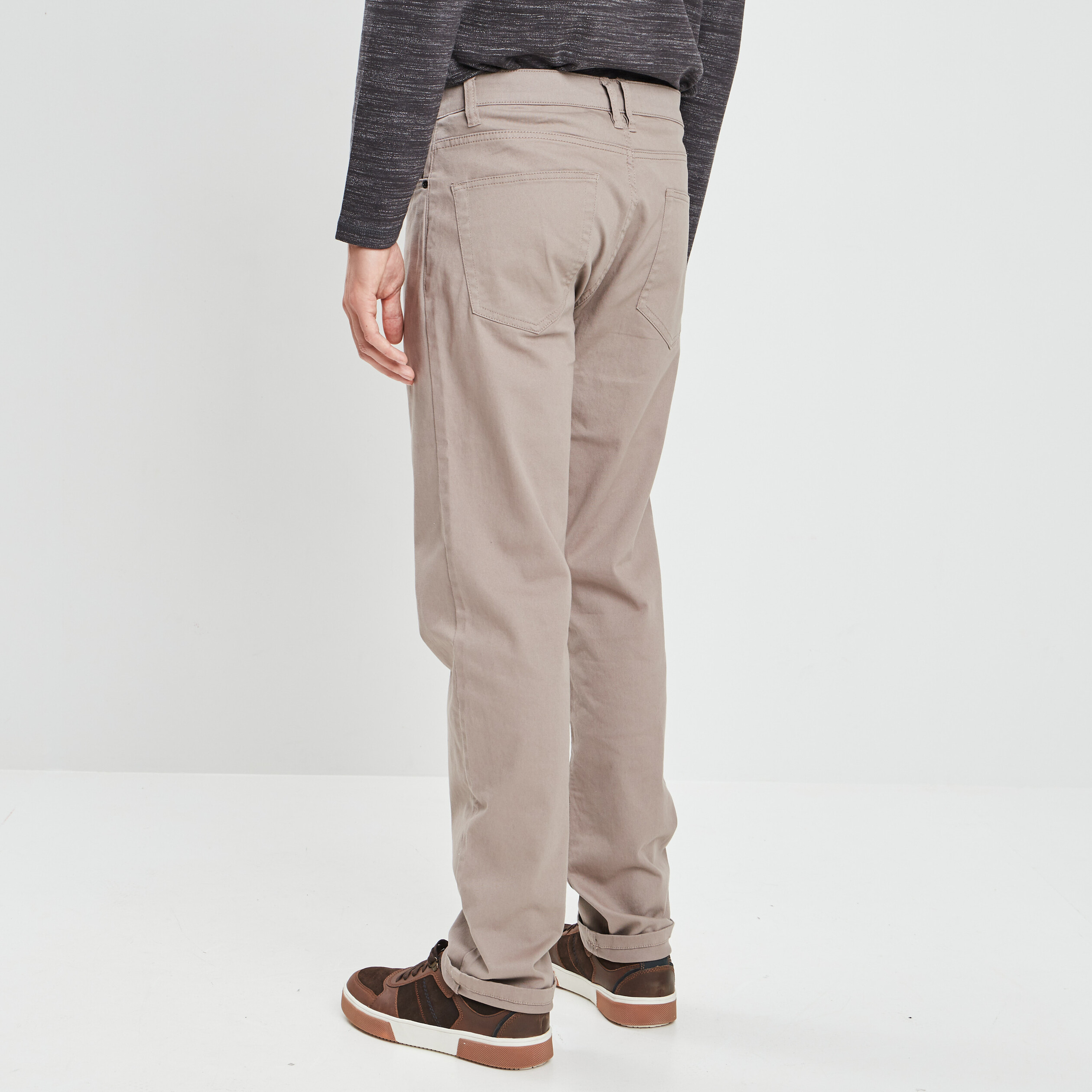 Pantalon droit en coton taupe homme | La Halle