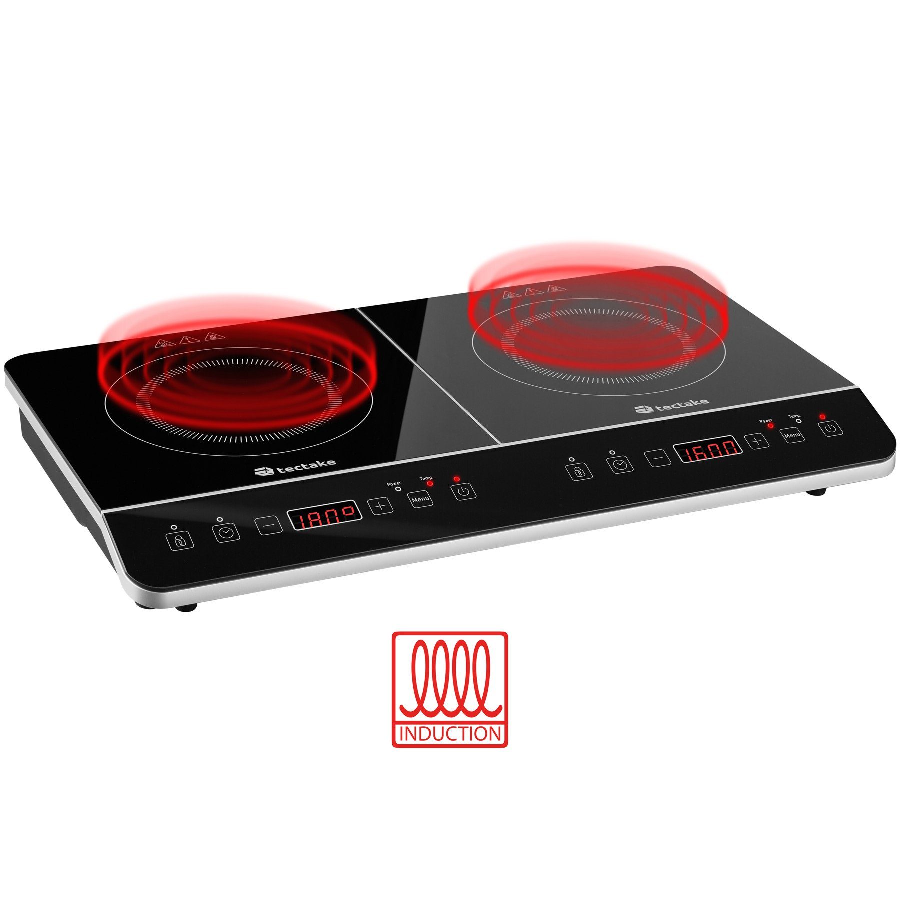 tectake Doppel-Induktionskochplatte Induktionskochplatte doppelt 3400W