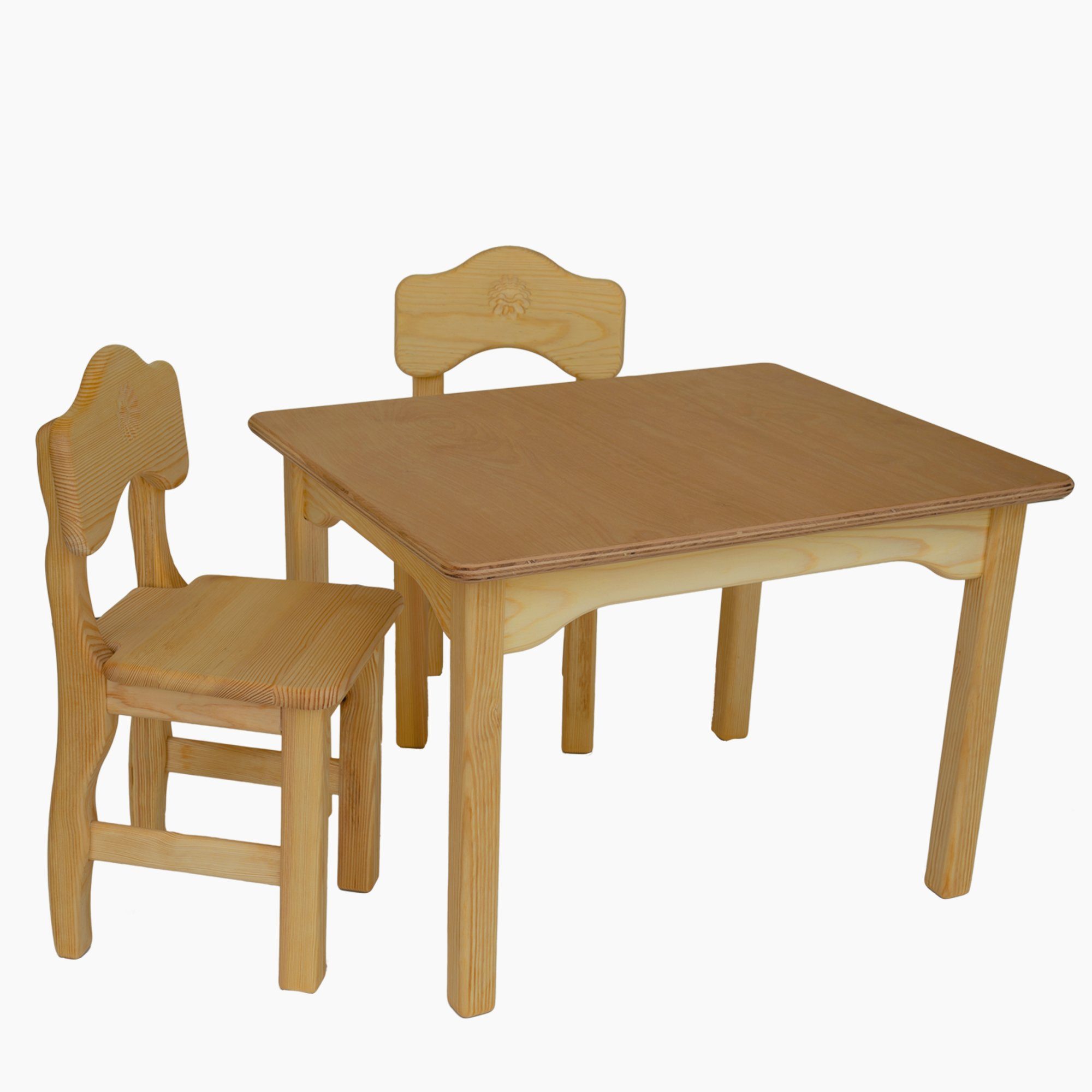 Madera Spielzeuge Kindersitzgruppe Kindertisch 75 und 2 Stühlen, (3-tlg), hochwertiger Handarbeit in Deutschland gefertigt.