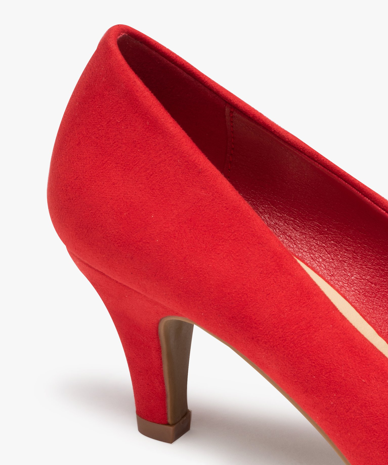 Escarpins femme à petit talon dessus en suédine unie rouge | GEMO