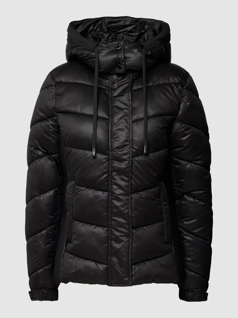 Steppjacke mit Kapuze in schwarz