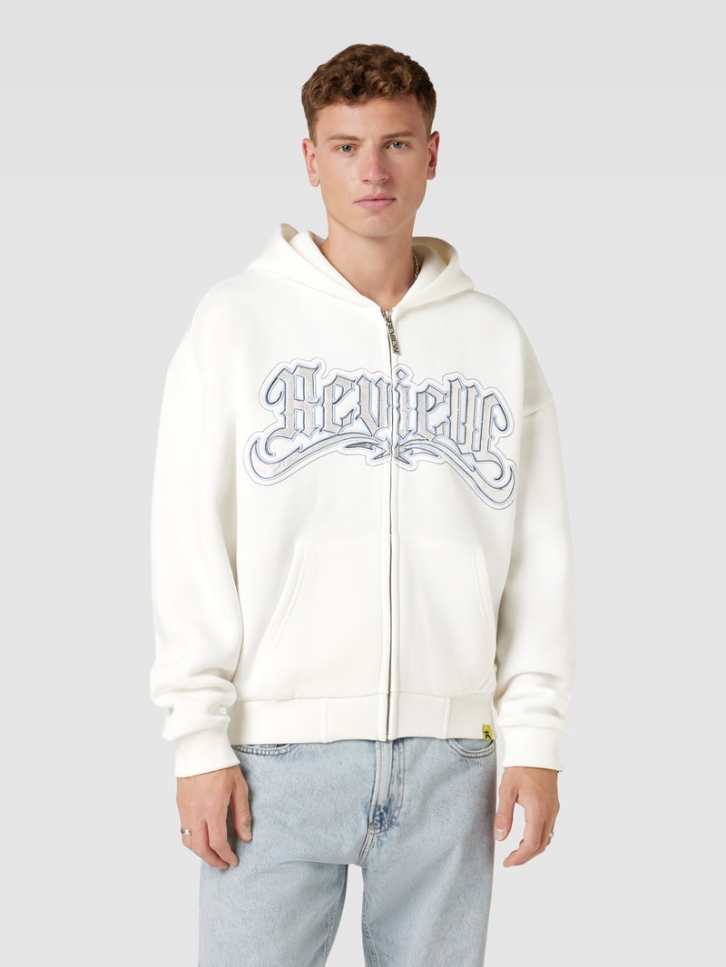 Sweatjacke mit Label-Stitching in weiß