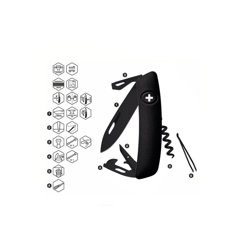 Swiza D03 All Black Black, Schweizer Taschenmesser made in Swiss