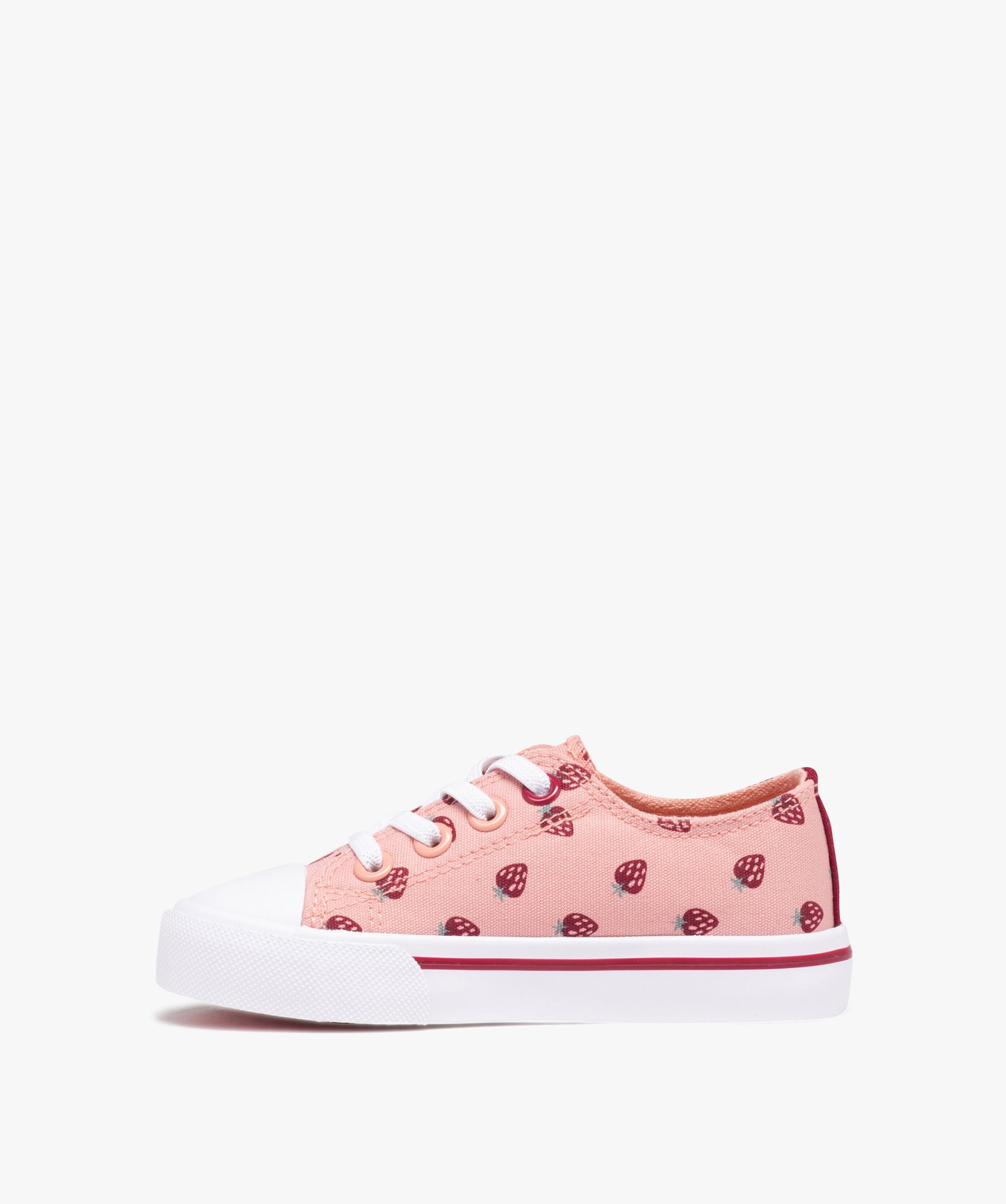 Tennis fille en toile imprimée fermeture lacets élastiques rose | GEMO