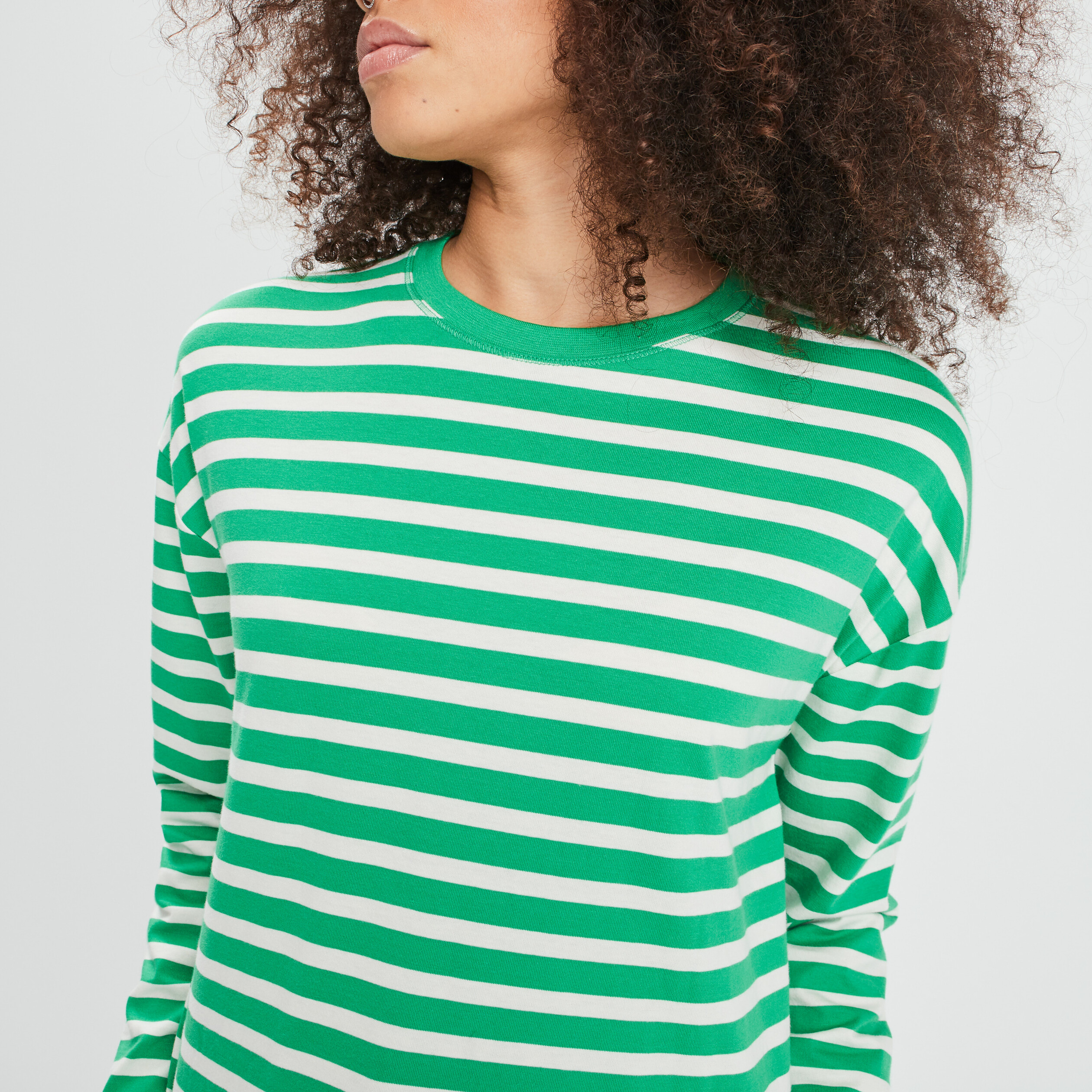 T-shirt marinière manches longues Creeks vert femme | La Halle