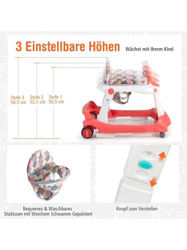 COSTWAY 2-in-1 Lauflernhilfe 6-18 Monate in Orange günstig kaufen onesize