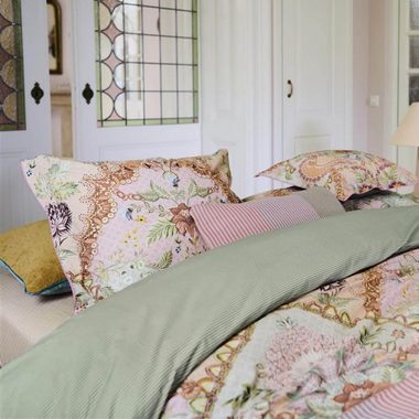 Bettwäsche Saluti Grandi Pastell, PiP Studio, Perkal, 3 teilig, Blüten, florale Elemente, Gestreift