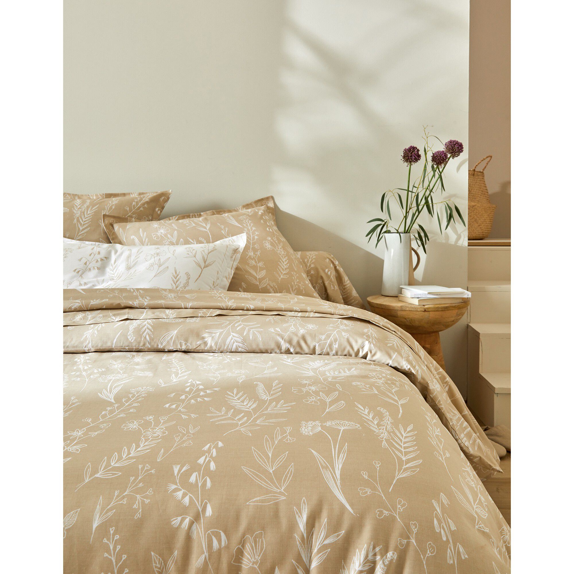 Linge de lit Alessia en coton imprimé fleuri