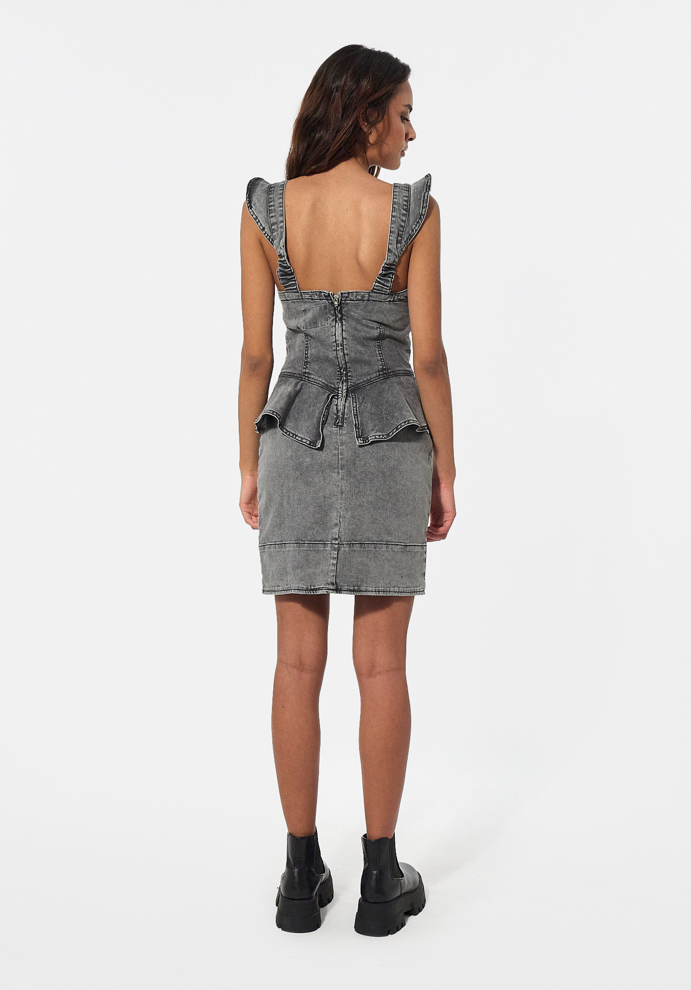 SHELB  Robe cintrée en jean gris Femme