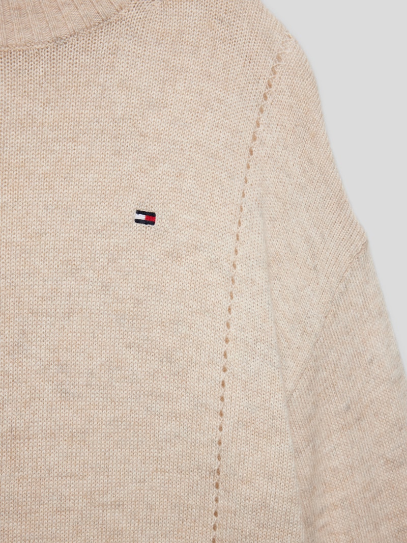 Strickpullover mit Logo-Stitching Modell 'ESSENTIAL' in ecru meliert
