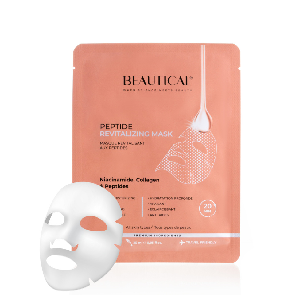 beautical Masque Revitalisant aux Peptides Masque en tissu imprégné avec 25ml sérum