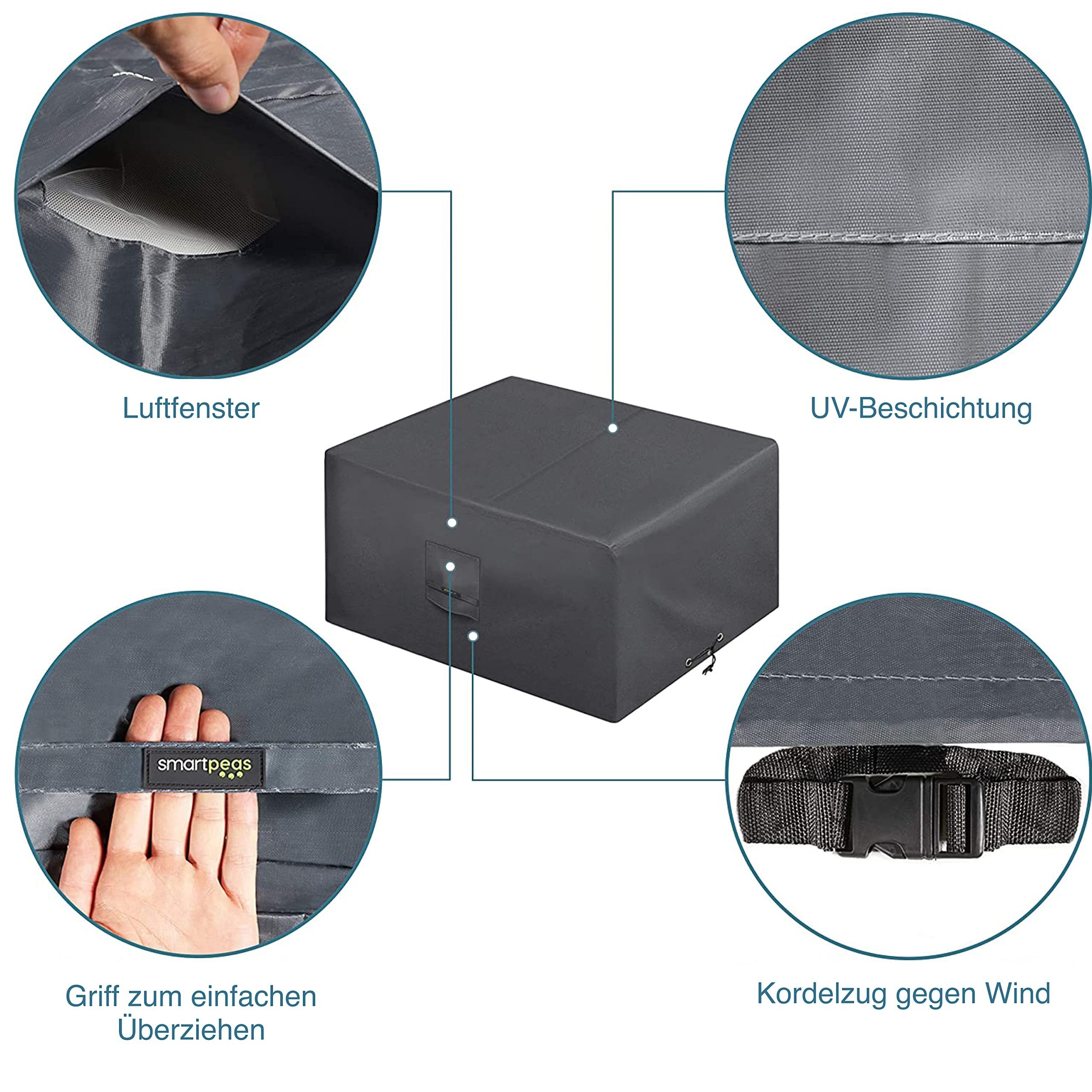 Smartpeas Gartenmöbel-Schutzhülle Gartenmöbel Abdeckplane Wasserdicht UV-beständig Winterfest+Ventil, Cool Grey 24014090cm Kunststoff