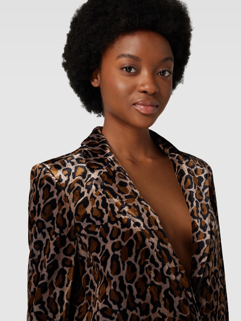 Blazer mit Animal-Print in schwarz