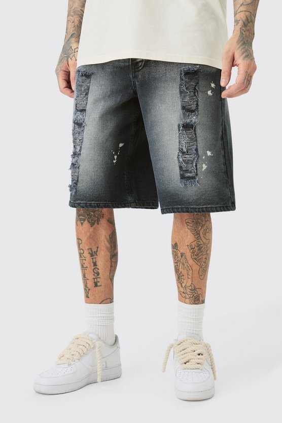 Tall gerade Jorts mit Acid-Waschung und Farbverlauf