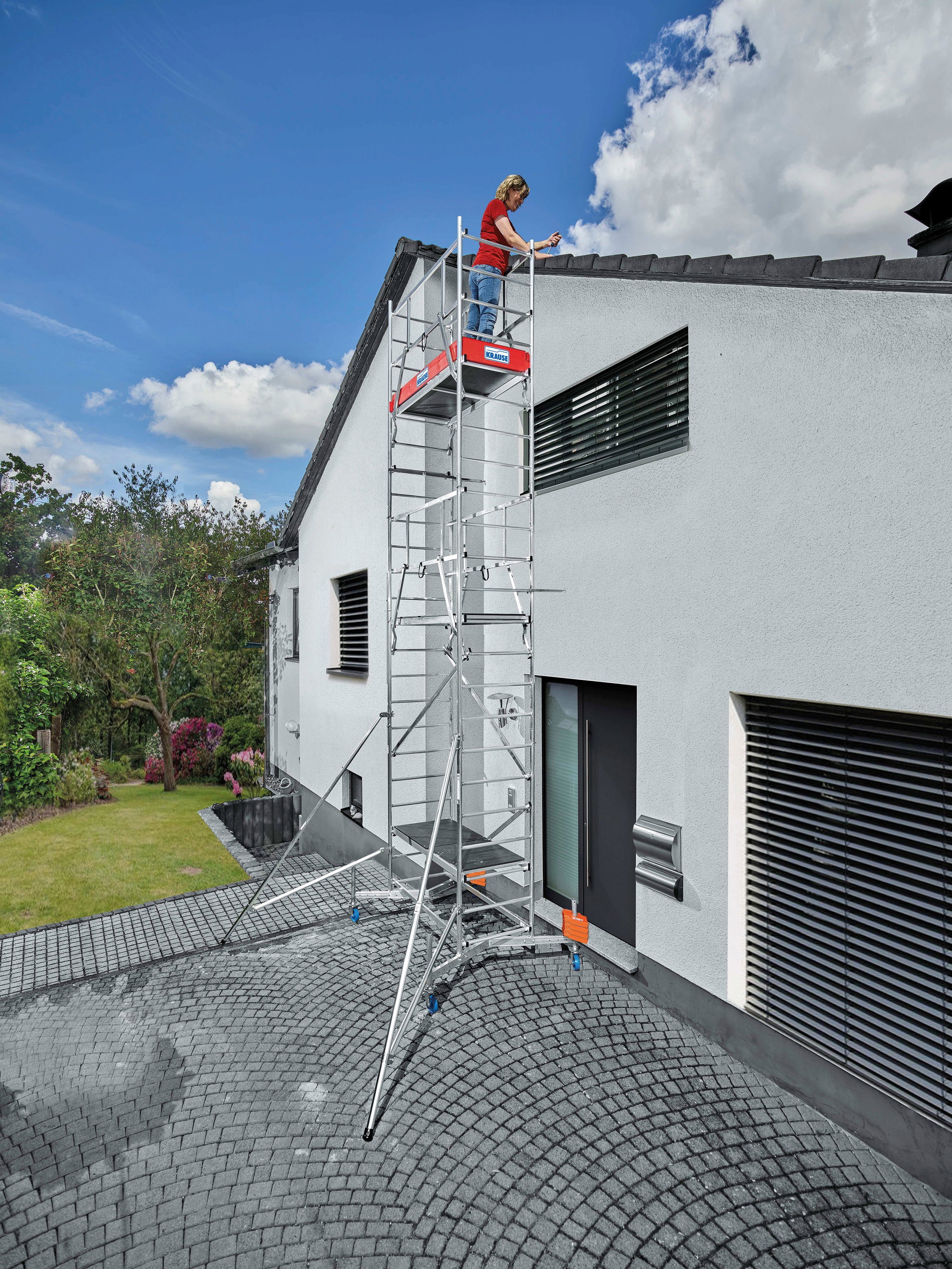 KRAUSE Arbeitsgerüst ClimTec System, (Set), Komplettgerüst inkl. 1 Aufstockung, 2 Aufstockung + Fahrrollensatz