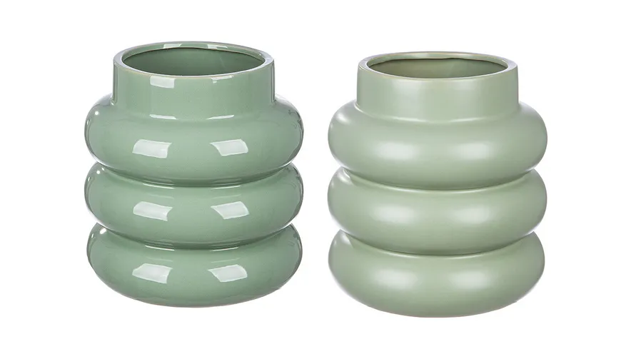 GILDE Vase Rim Keramik H=24cm Grün