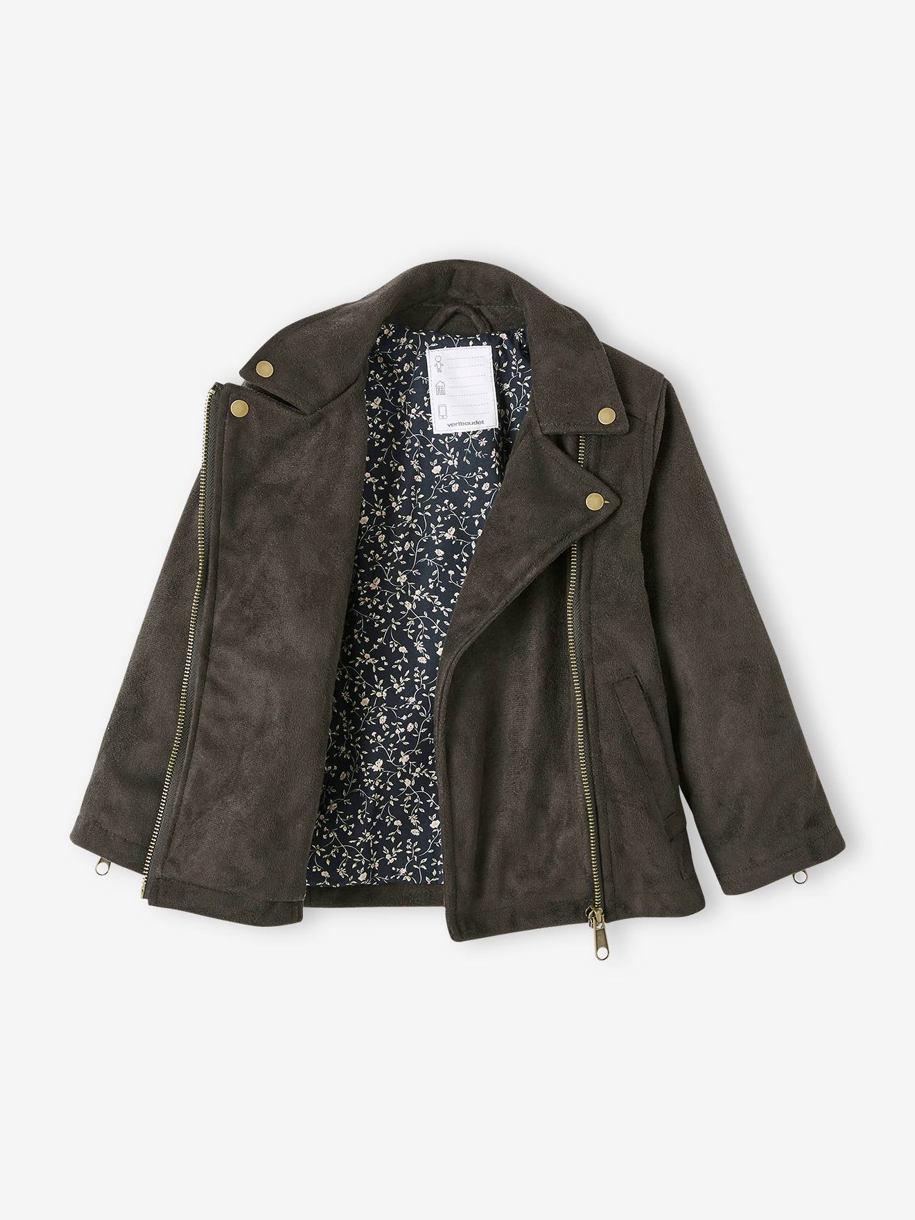 Veste fille en nubuck anthracite
