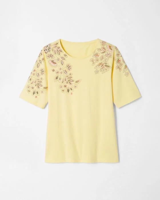 Tee-shirt imprimé placé floral