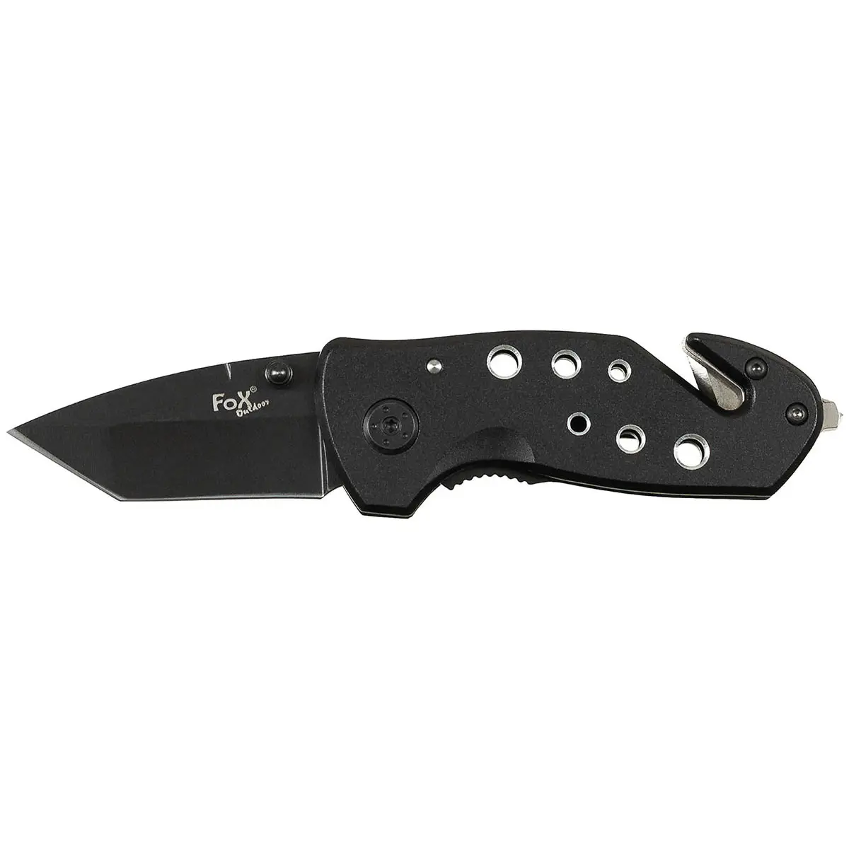 Einhand Klappmesser mit Gurtschneider schwarz