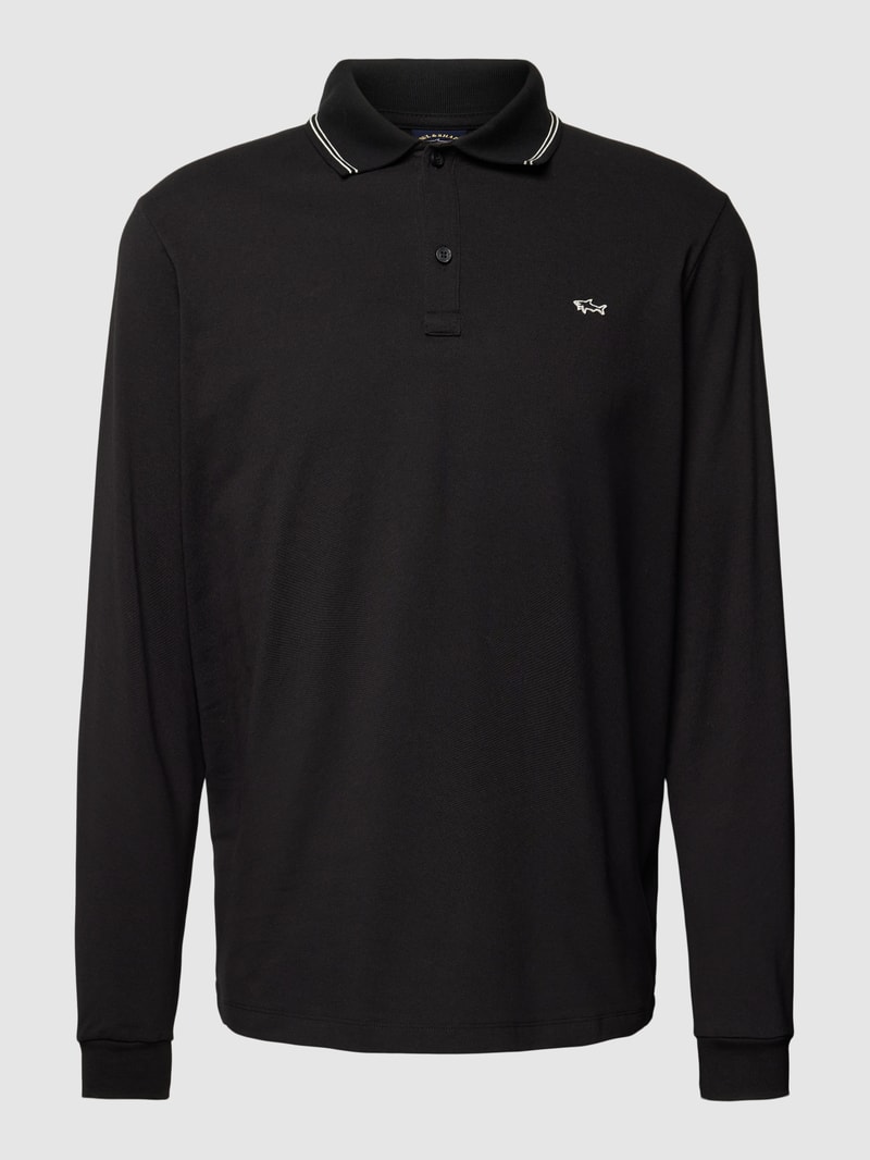 Poloshirt mit Logo-Stitching in schwarz