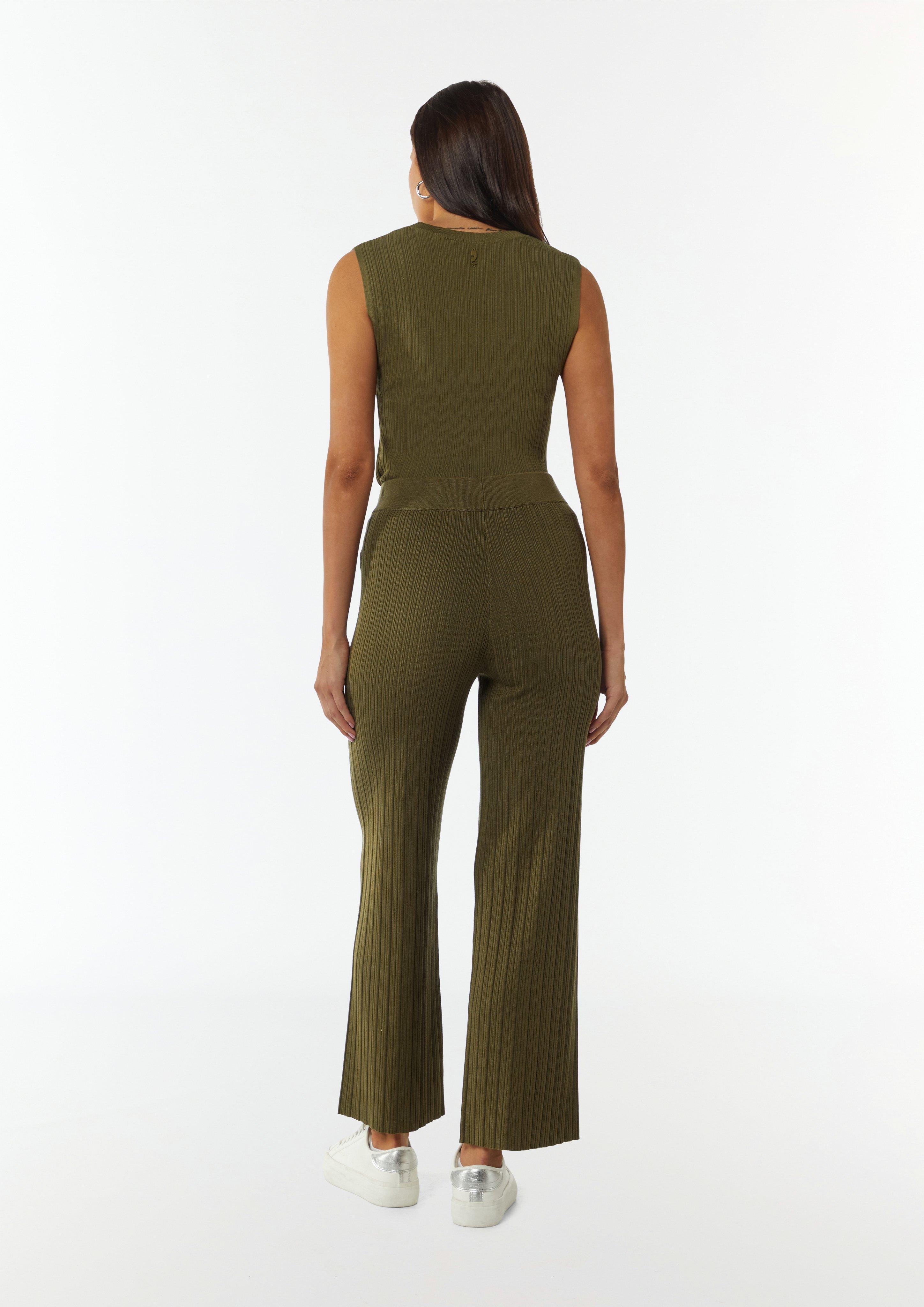 Strickhose mit Rippstruktur - guacamole