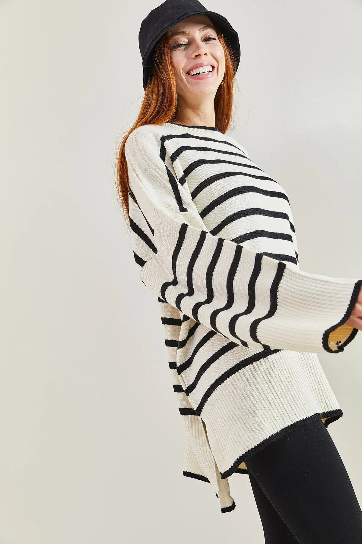 Bianco Lucci  Gestreifter Oversize-Strickpullover für Damen