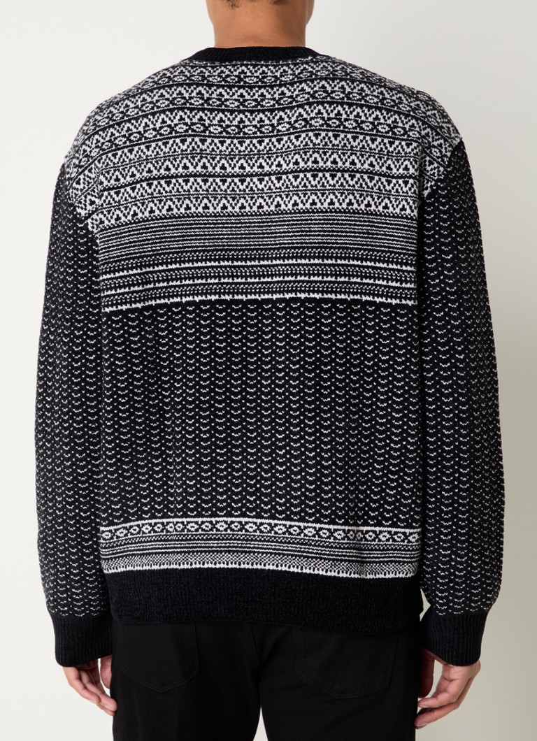 Armani Exchange Chunky knit pullover in wool blend with knitted pattern