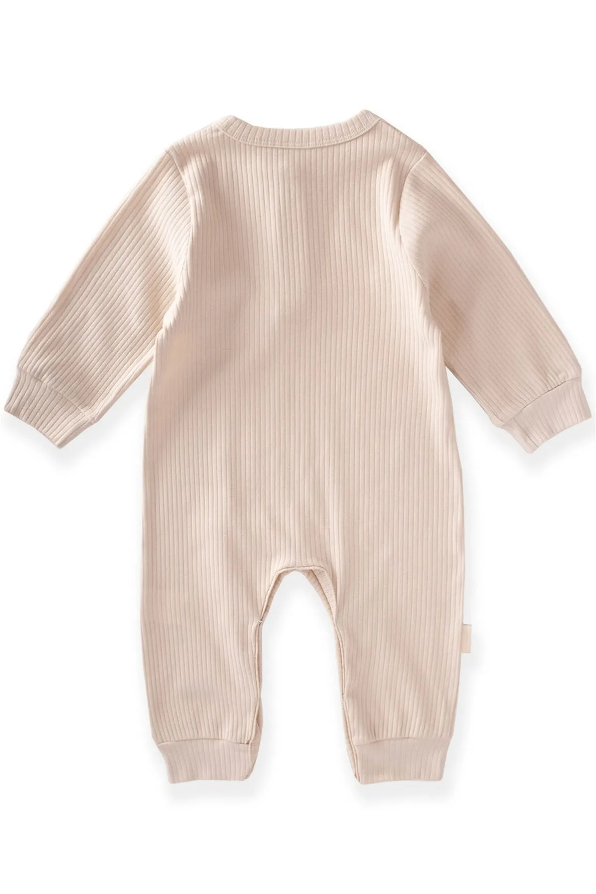 Cigit  Gerippter Overall mit Bündchen, 0–3 Jahre, Hellbeige