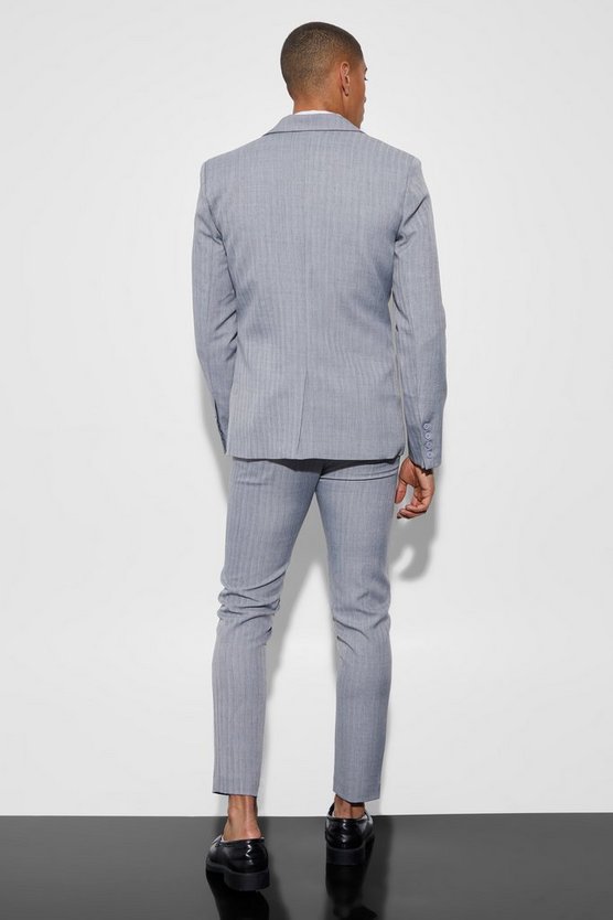 Einreihige strukturierte Skinny Anzugjacke