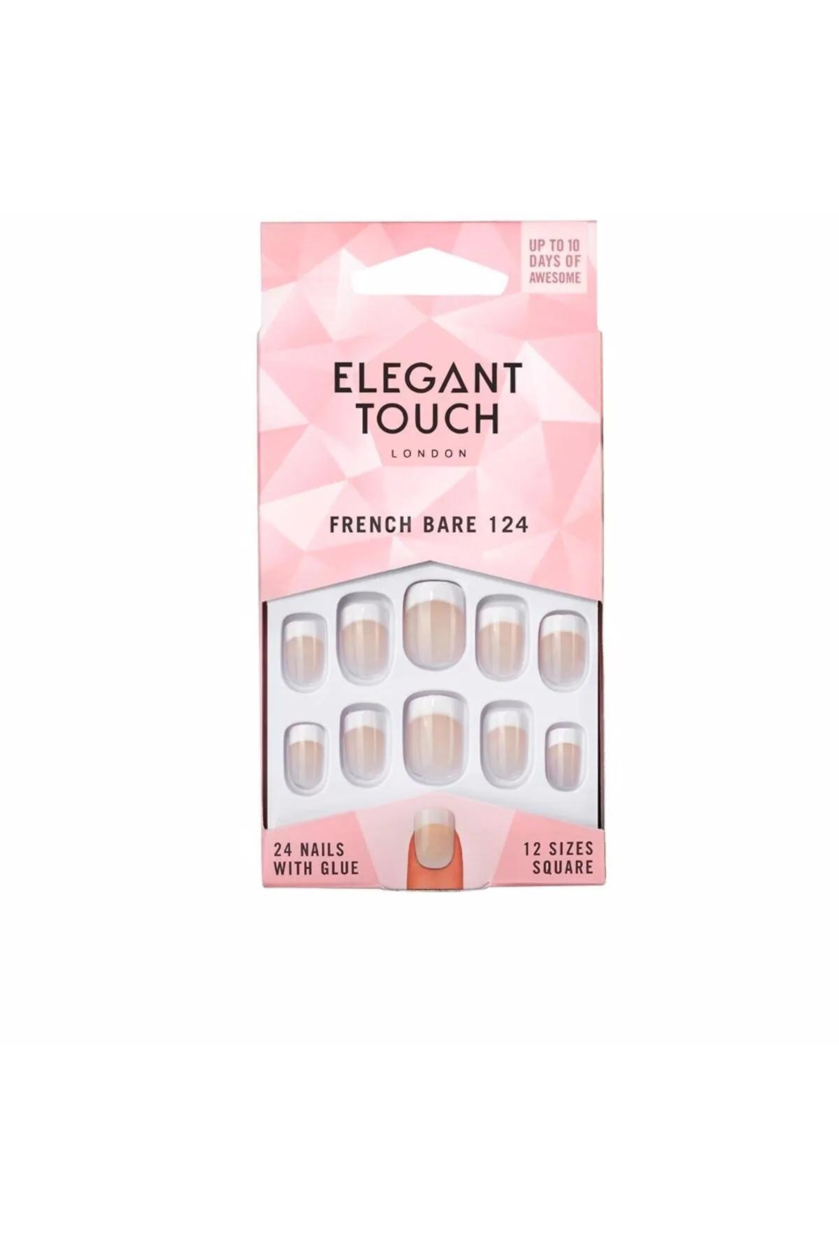 Elegant Touch  French Bare Nails mit Kleber, quadratisch, Nr. 124-s, Elegant Touch