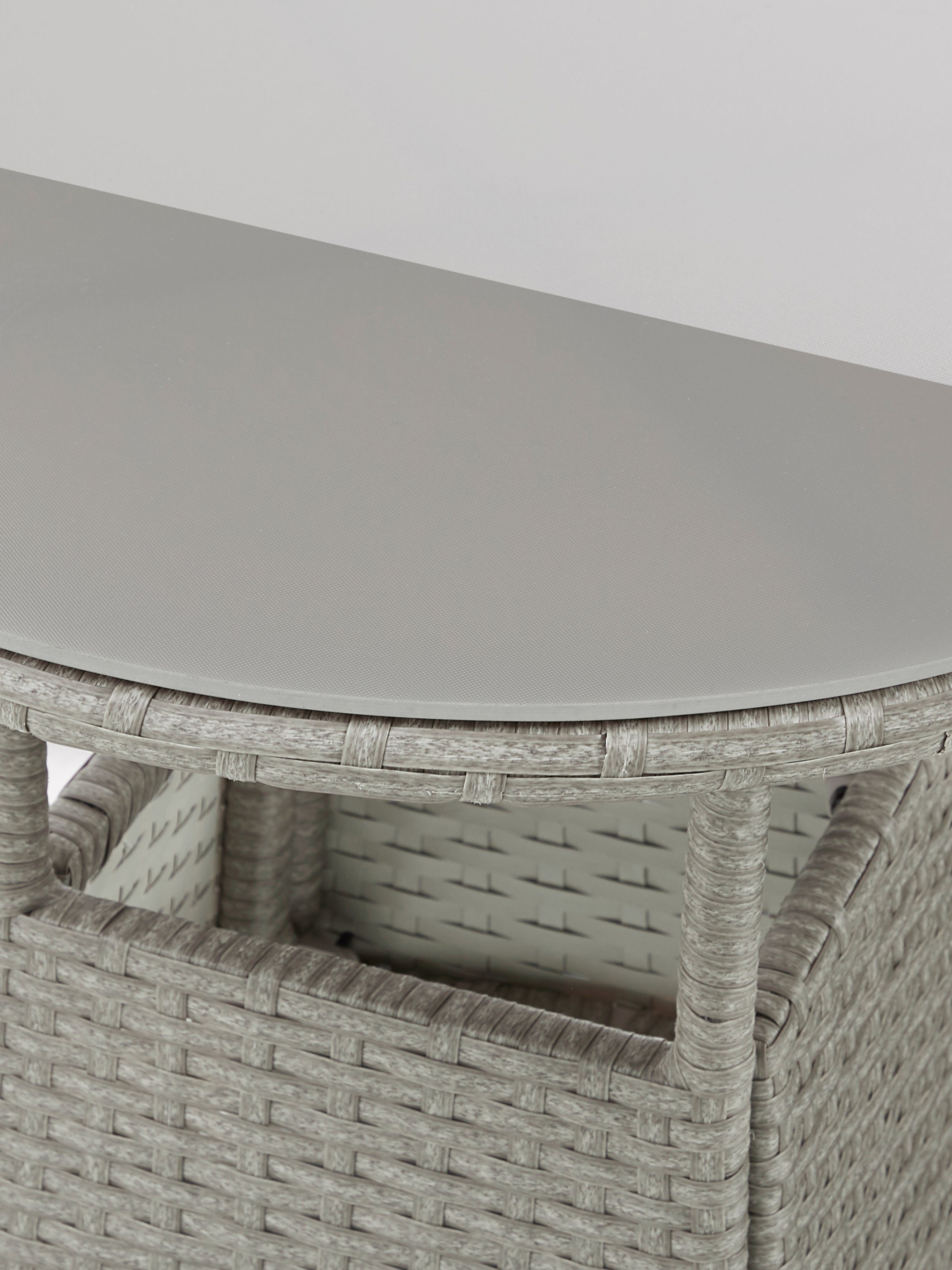 KONIFERA Balkonset Mailand, (7-tlg), 2 Sessel, Tisch Ø 50 cm, Polyrattan