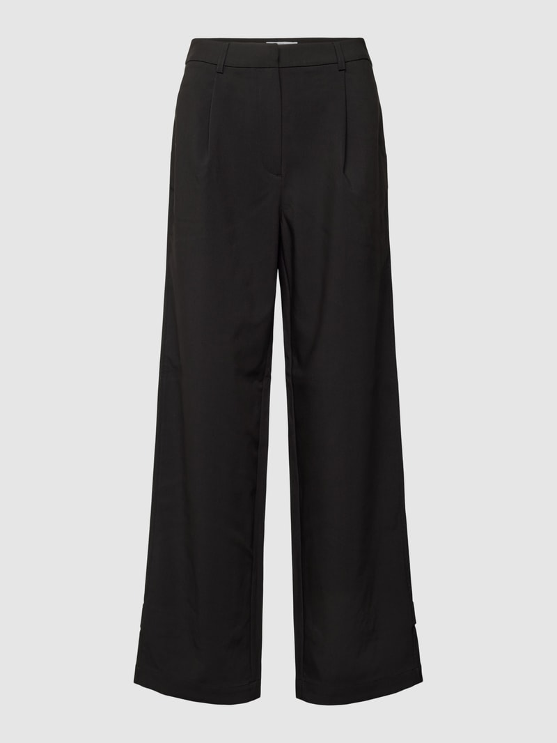 Stoffhose in unifarbenem Design in schwarz