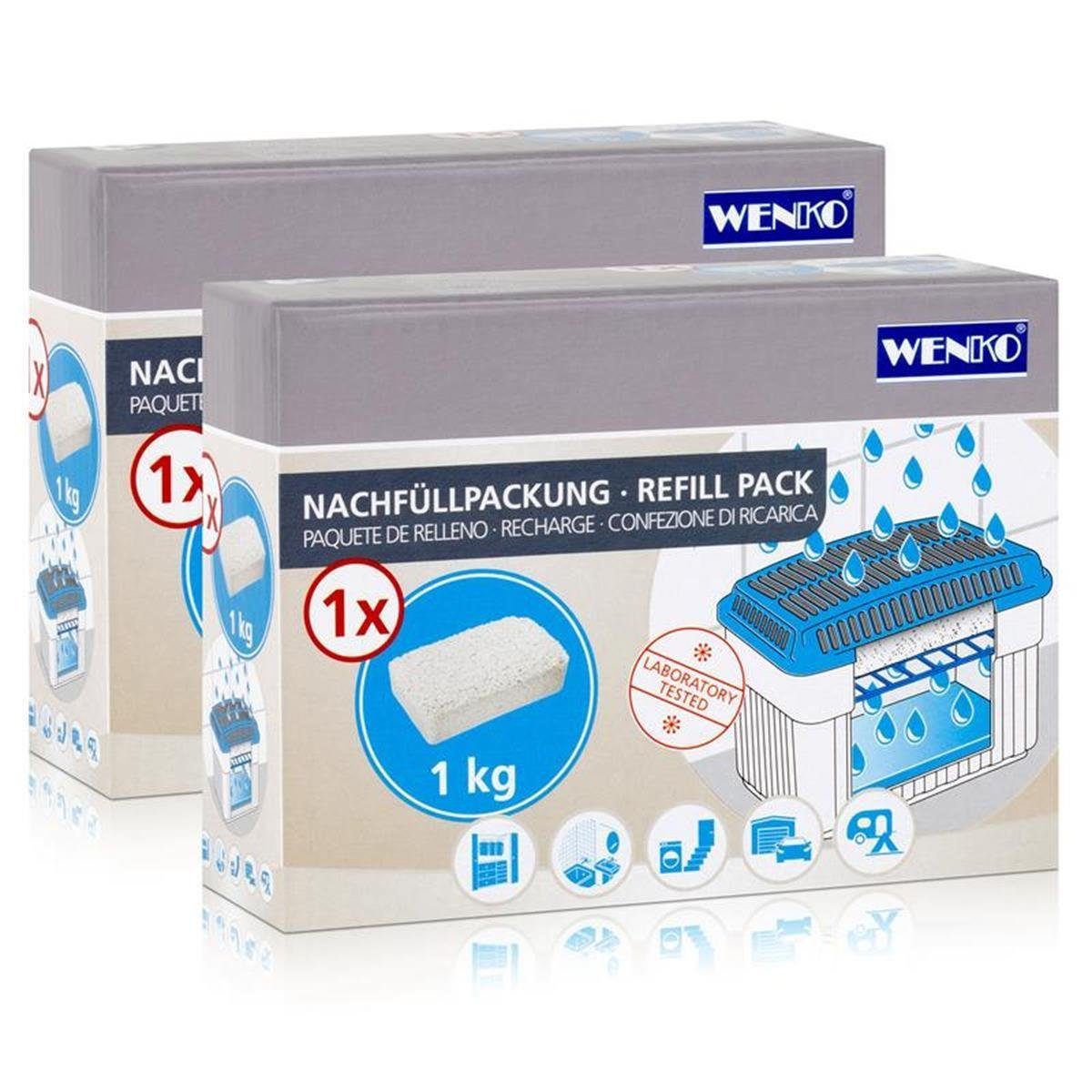WENKO Luftentfeuchter 2x Wenko Nachfüllpackung Feuchtigkeitskiller Raum-Entfeuchter, 1kg Gra