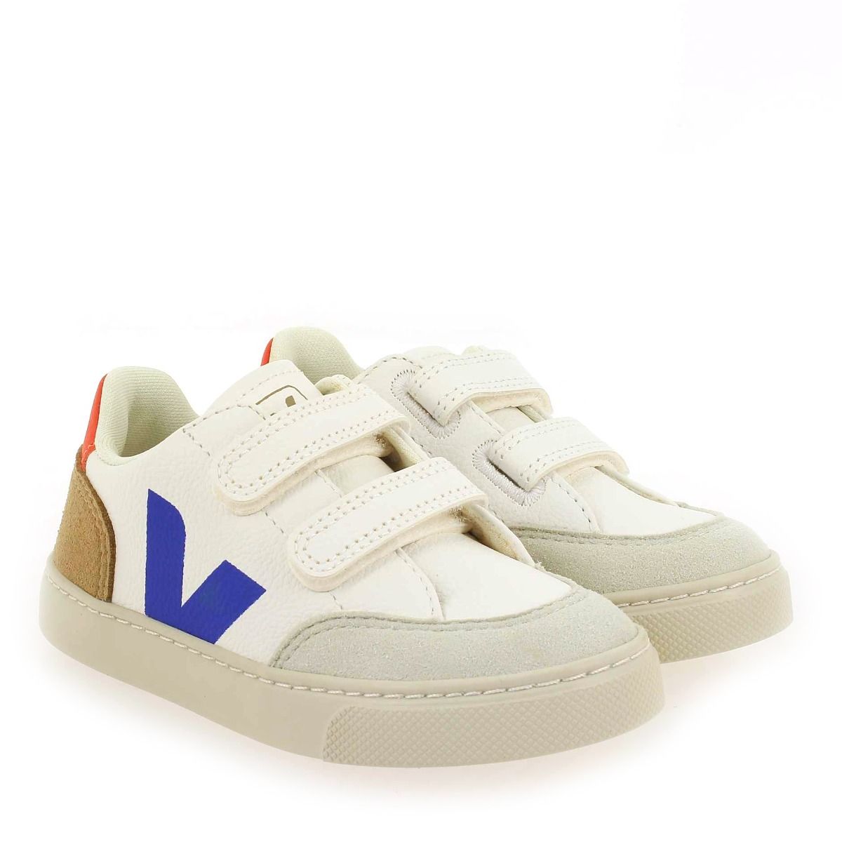 Veja  SMALL V12 VELCRO H23 - Blanc Bleu