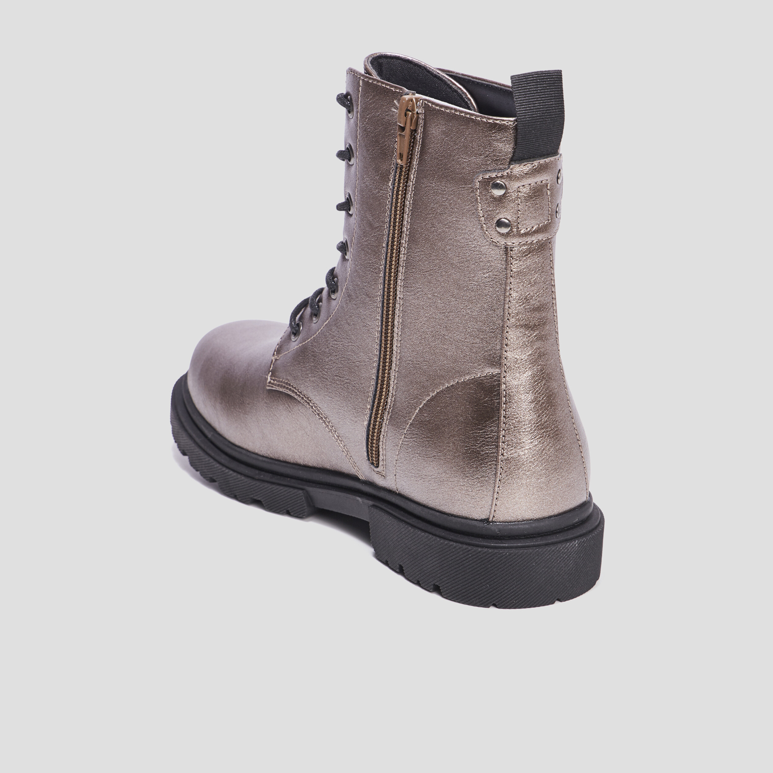 Bottines zippées à lacets gris argent femme | La Halle