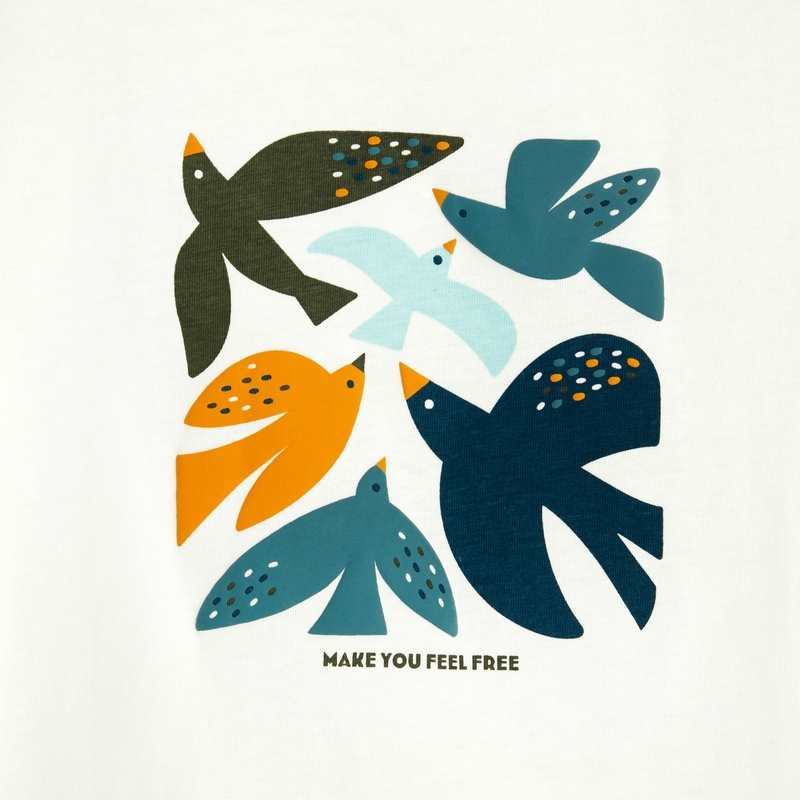 T-shirt imprimé Oiseaux blanc fille